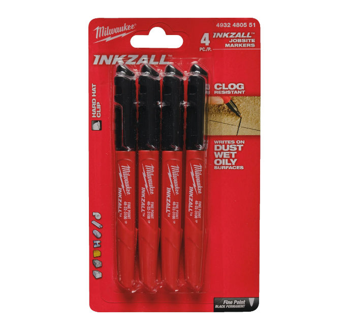 4 Marcadores Inkzall Finos Negros 1mm